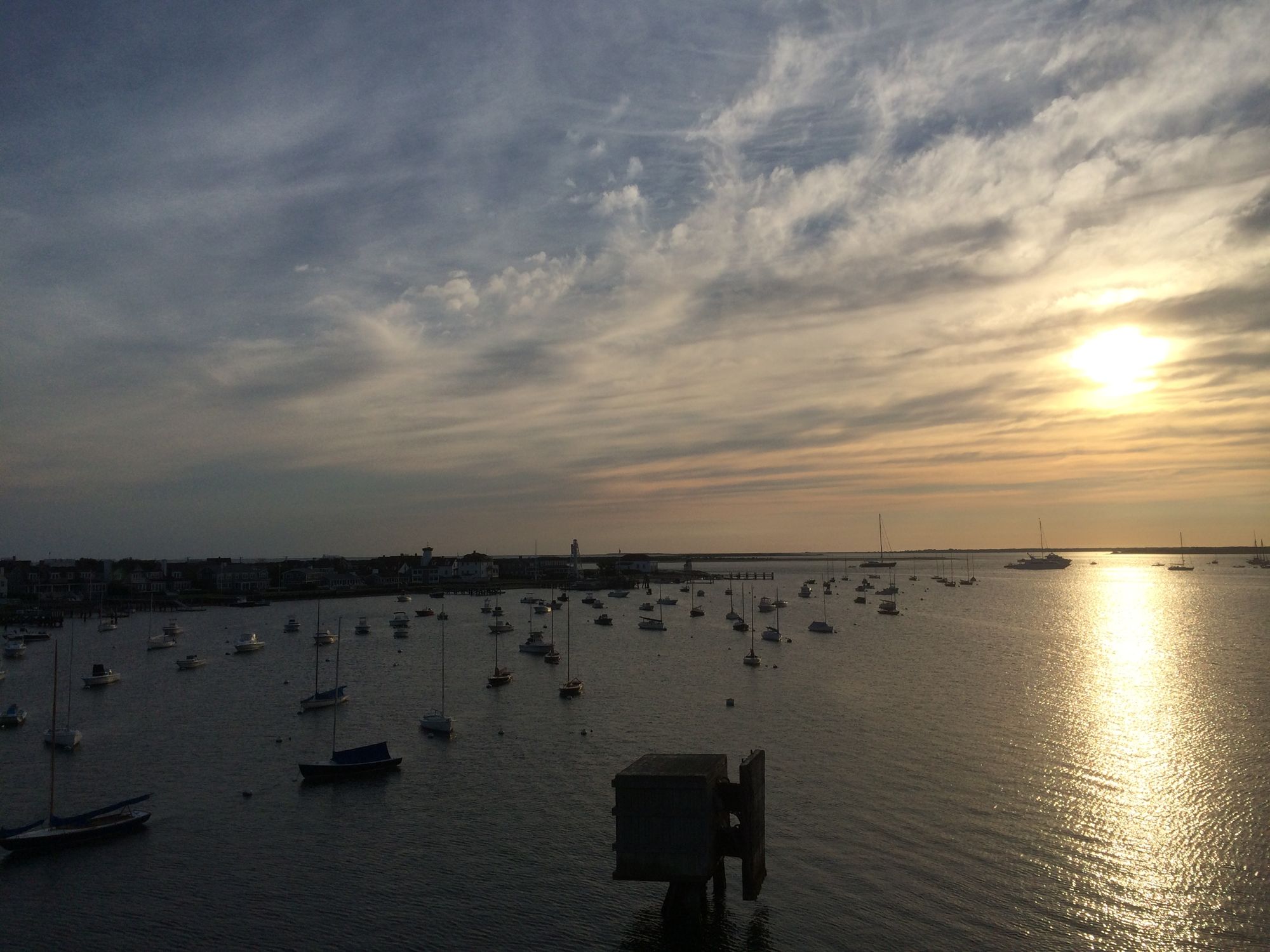 Nantucket harbor at dusk